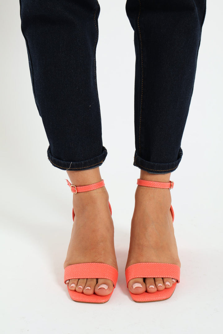 Galia Closed Quarter Jockey Strap Block Heel - Coral