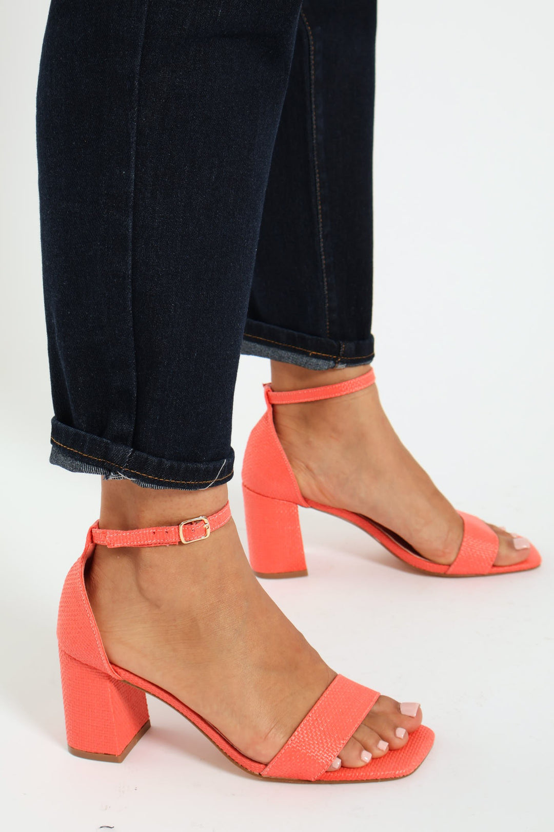 Galia Closed Quarter Jockey Strap Block Heel - Coral