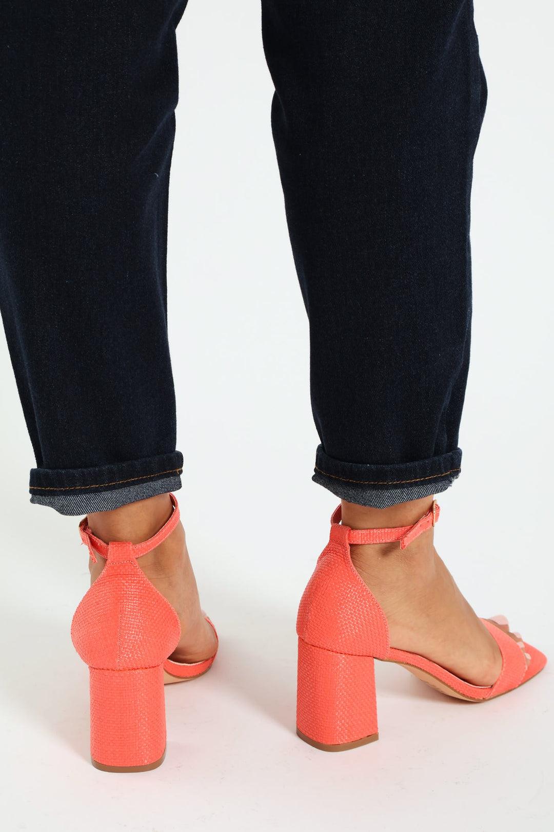 Galia Closed Quarter Jockey Strap Block Heel - Coral