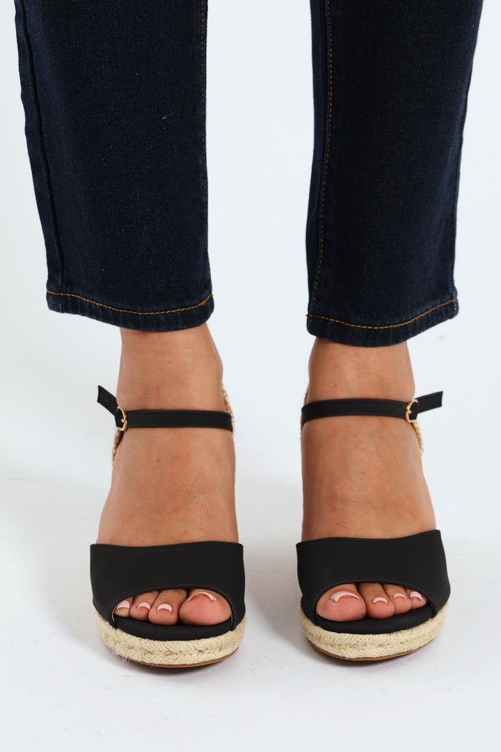 Jojo 2 Espadrille Wedge Heel - Black