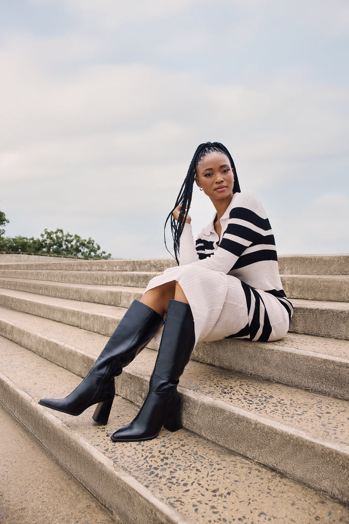 Rugby Jersey Maxi Dress - Cream/Black