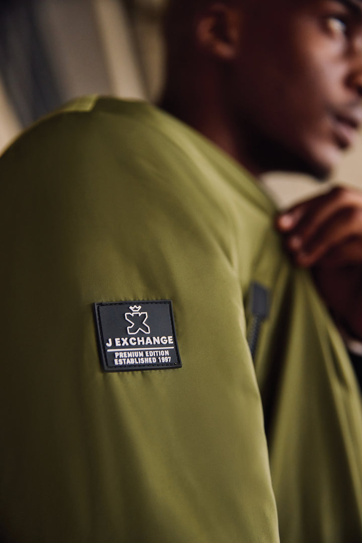 Longer Zip Bomber Jacket - Olive