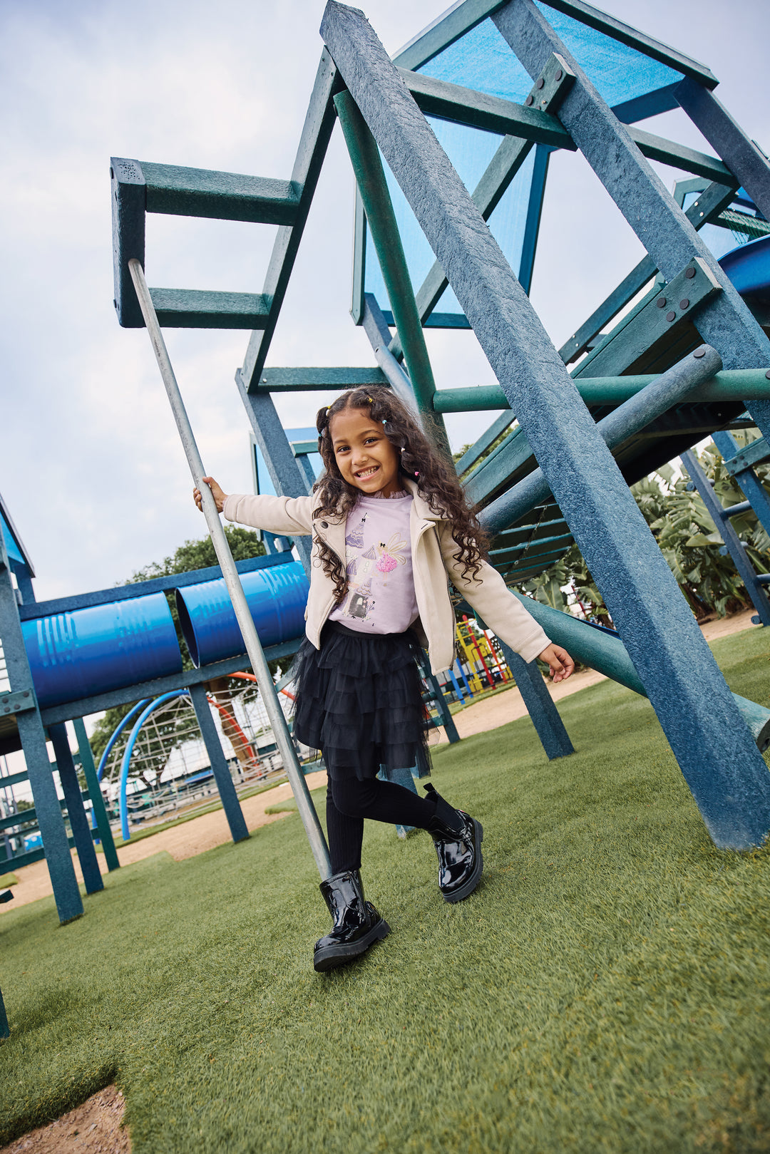 Pre-Girls Suede Biker Jacket - Stone