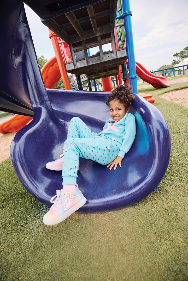 Pre-Girls Embossed Heart Track Pants - Light Blue