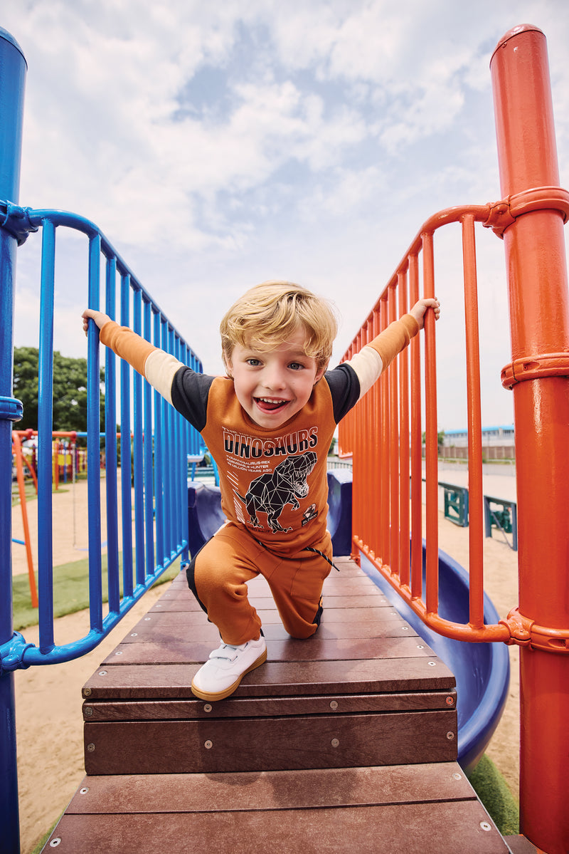Pre-Boys Dino Colourblock Jogger - Rust