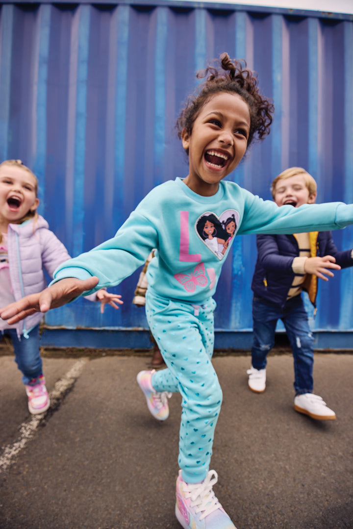Pre-Girls Embossed Heart Track Pants - Light Blue