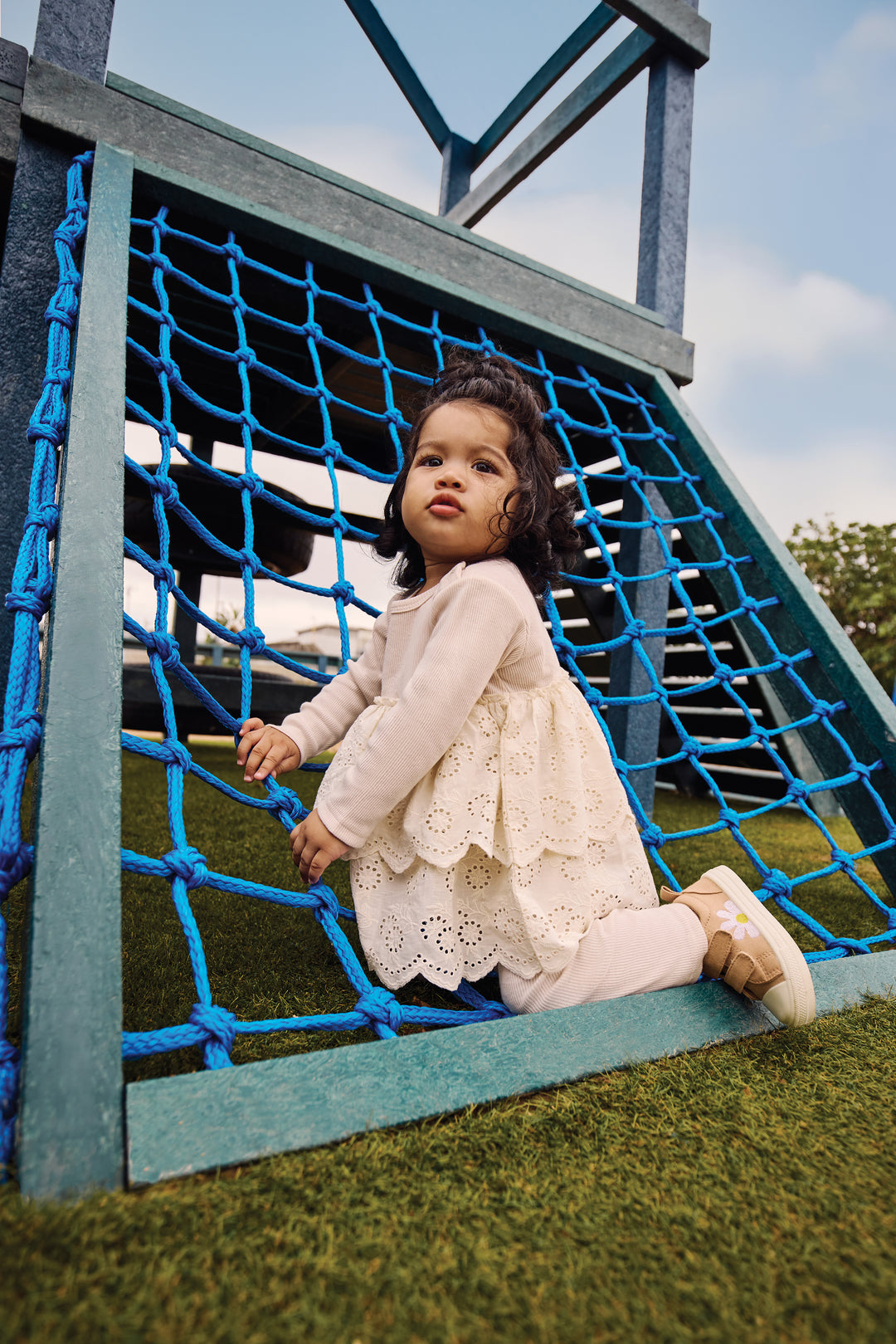 Baby Girls Anglaise Dress With Leggings Light Stone – Edgars