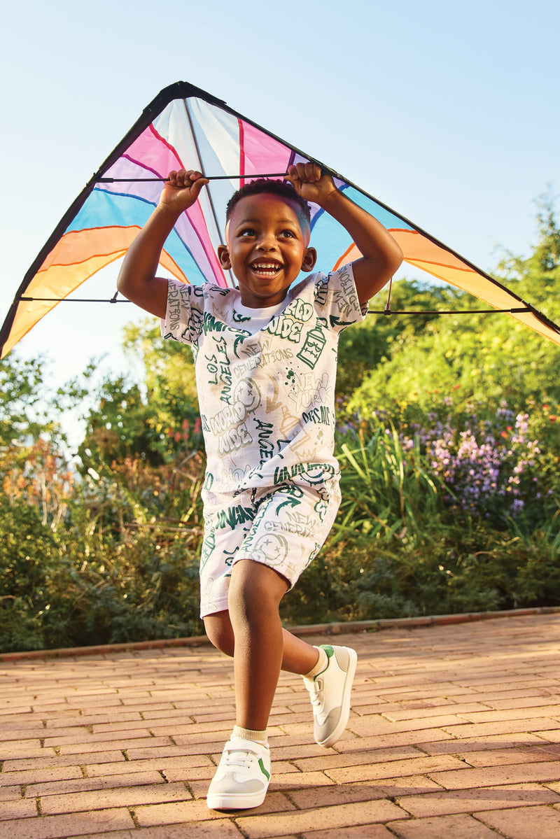 Pre-Boys Graffiti Fleece Crew Tee - Multi