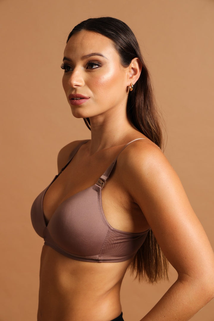 2 Pack Moulded Nursing Bra - Mocha/Black