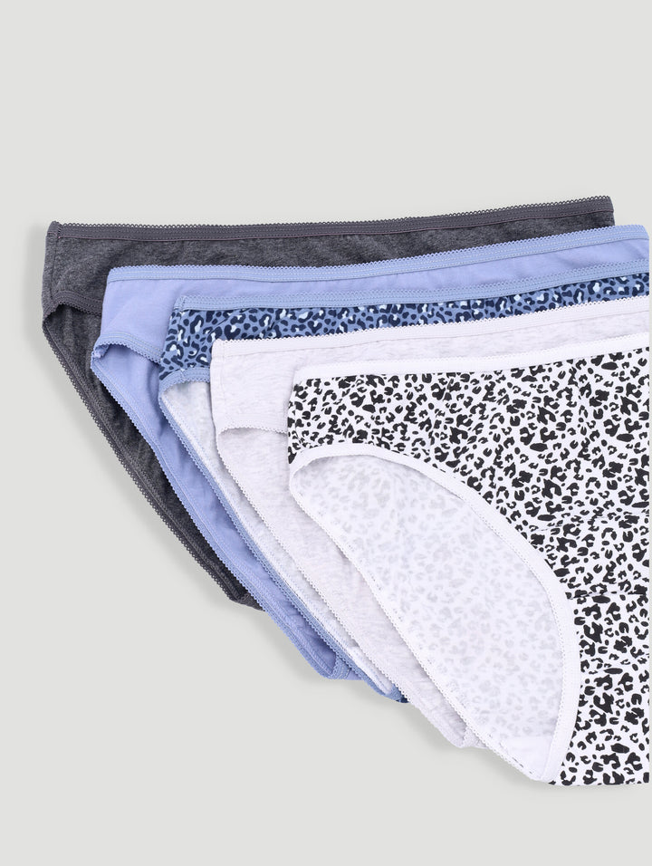 5 Pack Cotton Stretch Bikini Panties - Multi