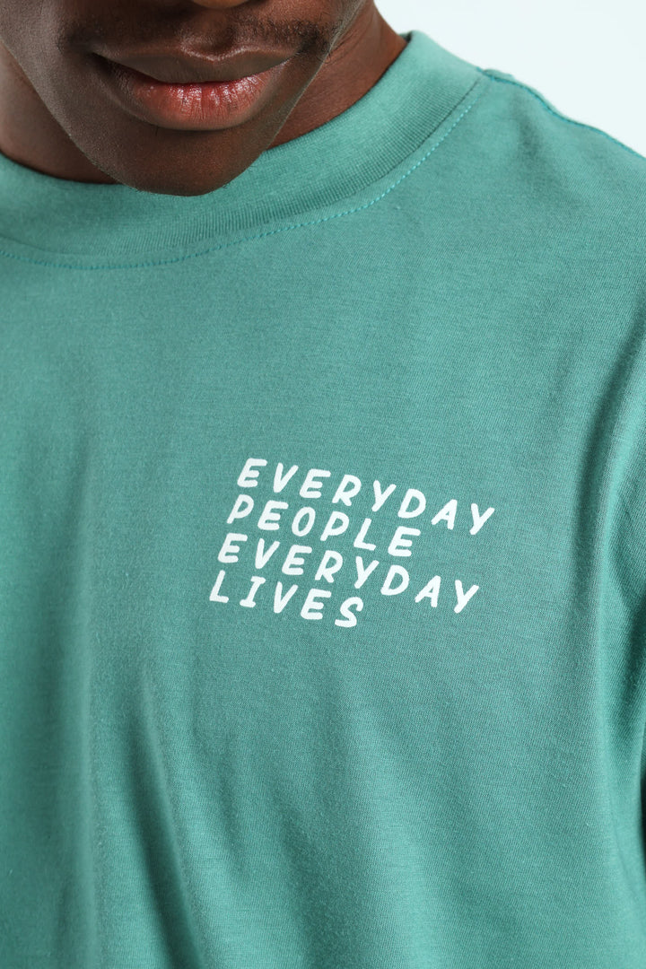 Block Car Front & Back Printed Tee - Teal