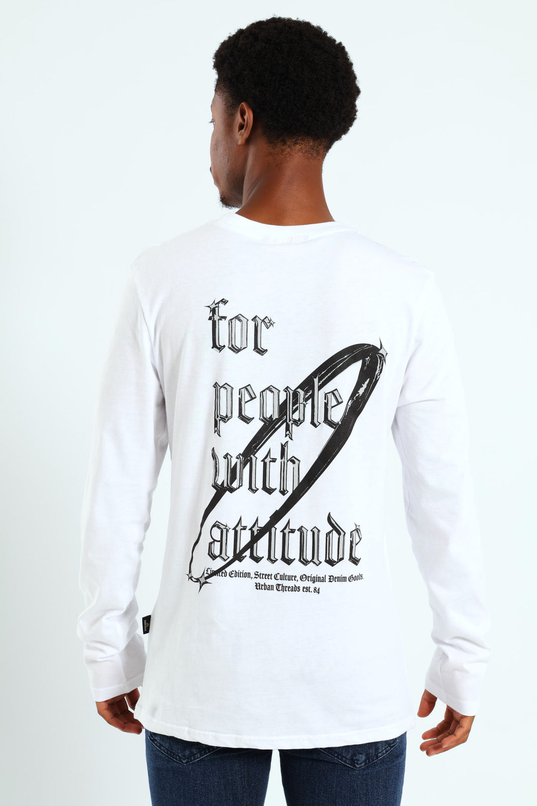 Long Sleeve Placement Print Tee - White