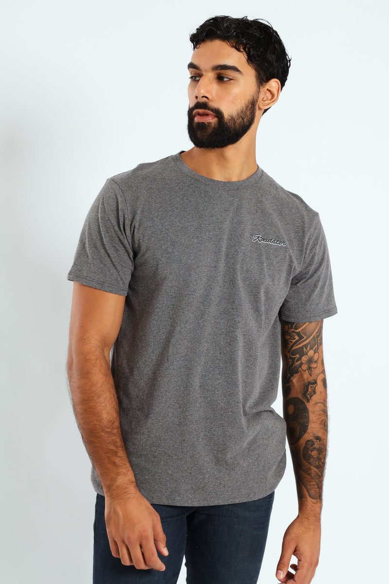 Roadster Front & Back Print Tee - Charcoal Melange