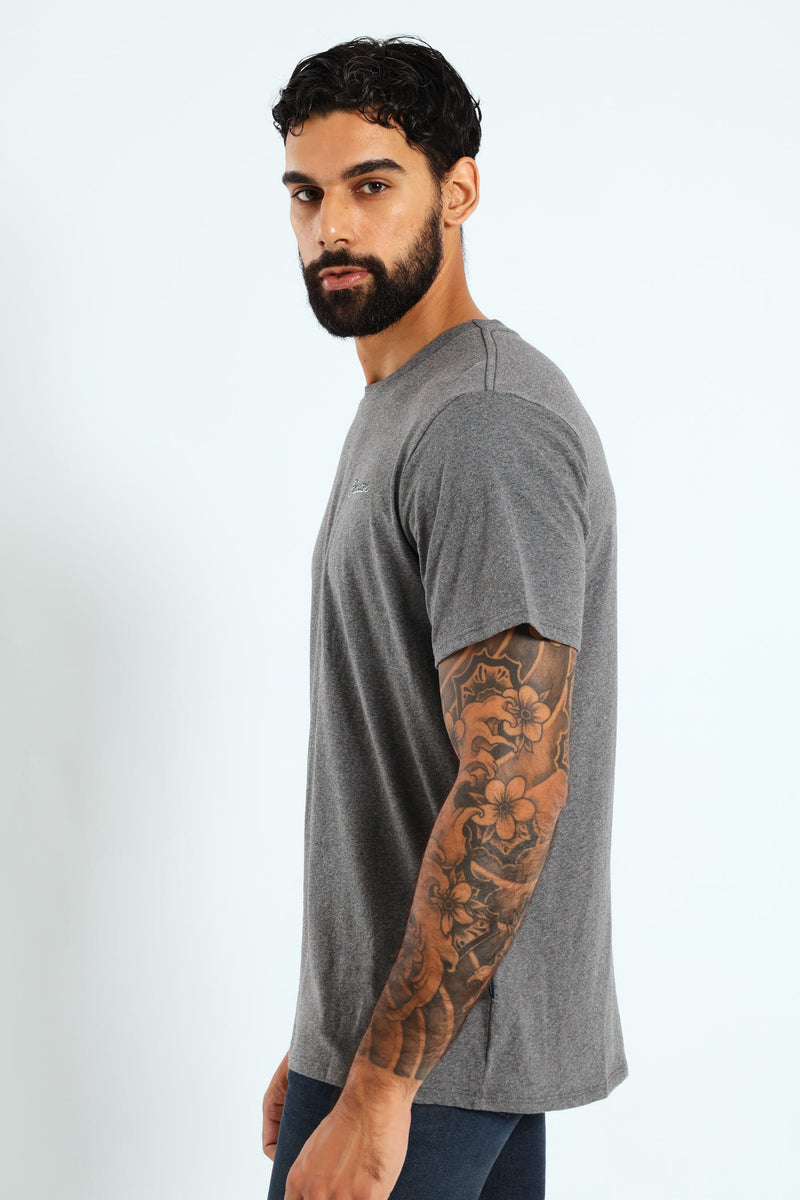 Roadster Front & Back Print Tee - Charcoal Melange