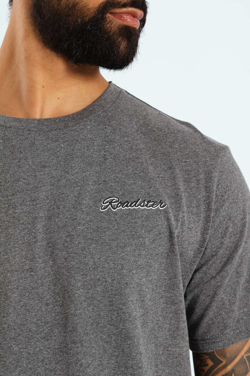 Roadster Front & Back Print Tee - Charcoal Melange