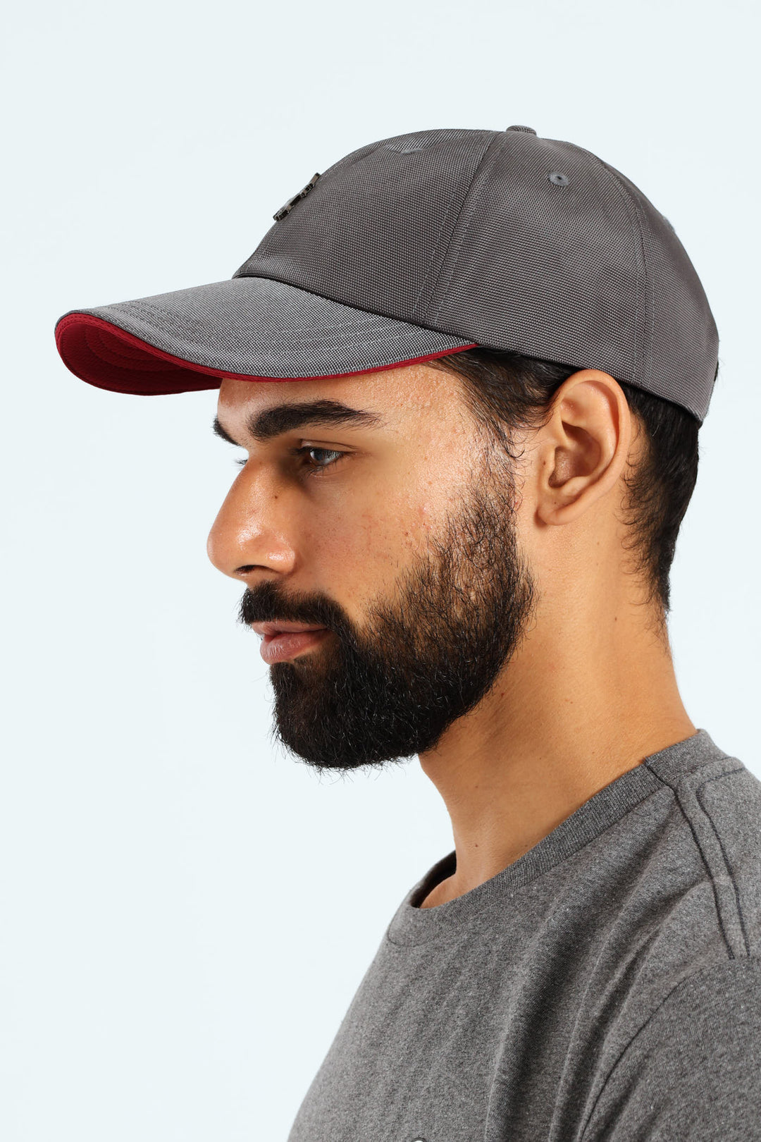 6 Panel Metal Peak Cap - Grey