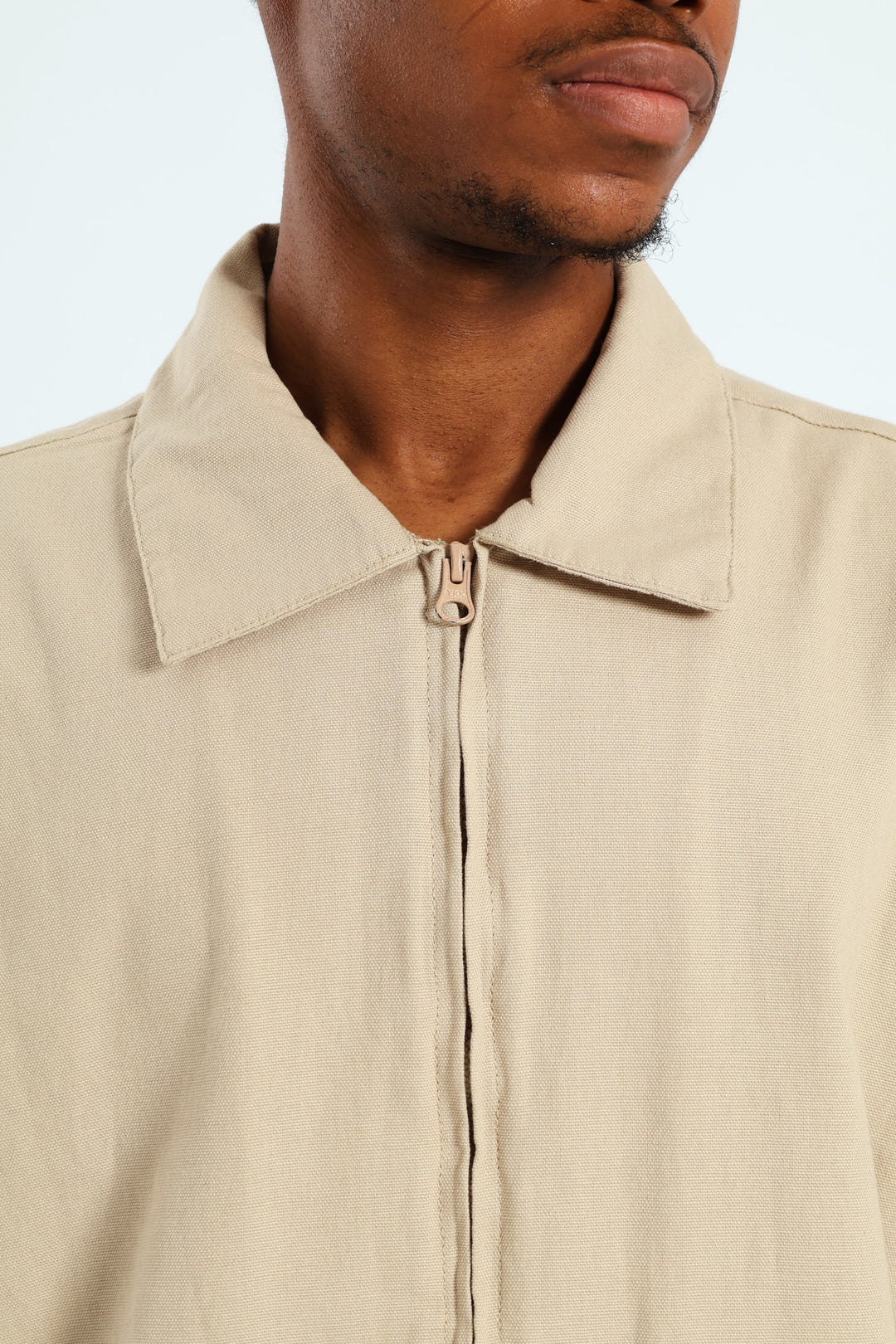 Zip Through Front & Back Shirt - Stone