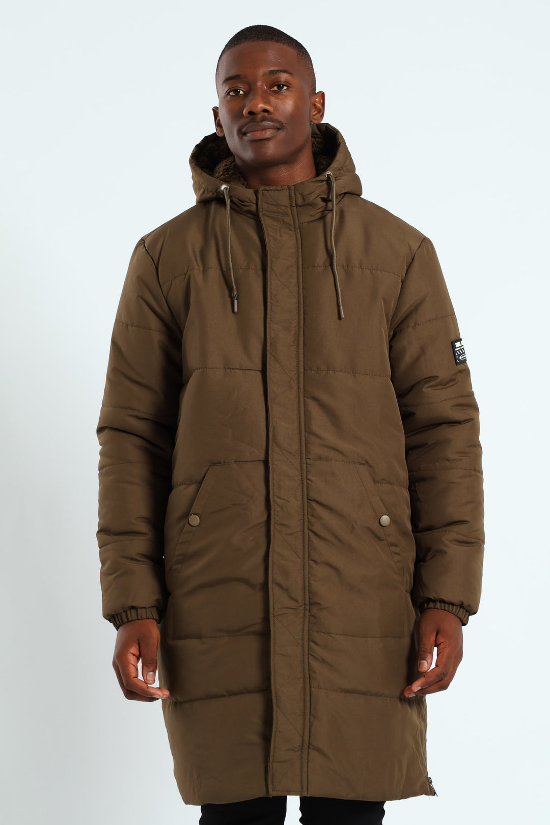 Mens Longline Puffer Parka Jacket Green – Edgars