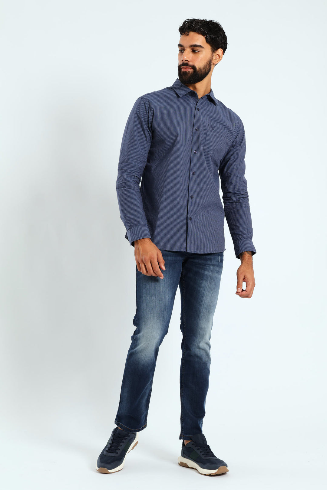 Soft Denim Stripe Shirt - Blue