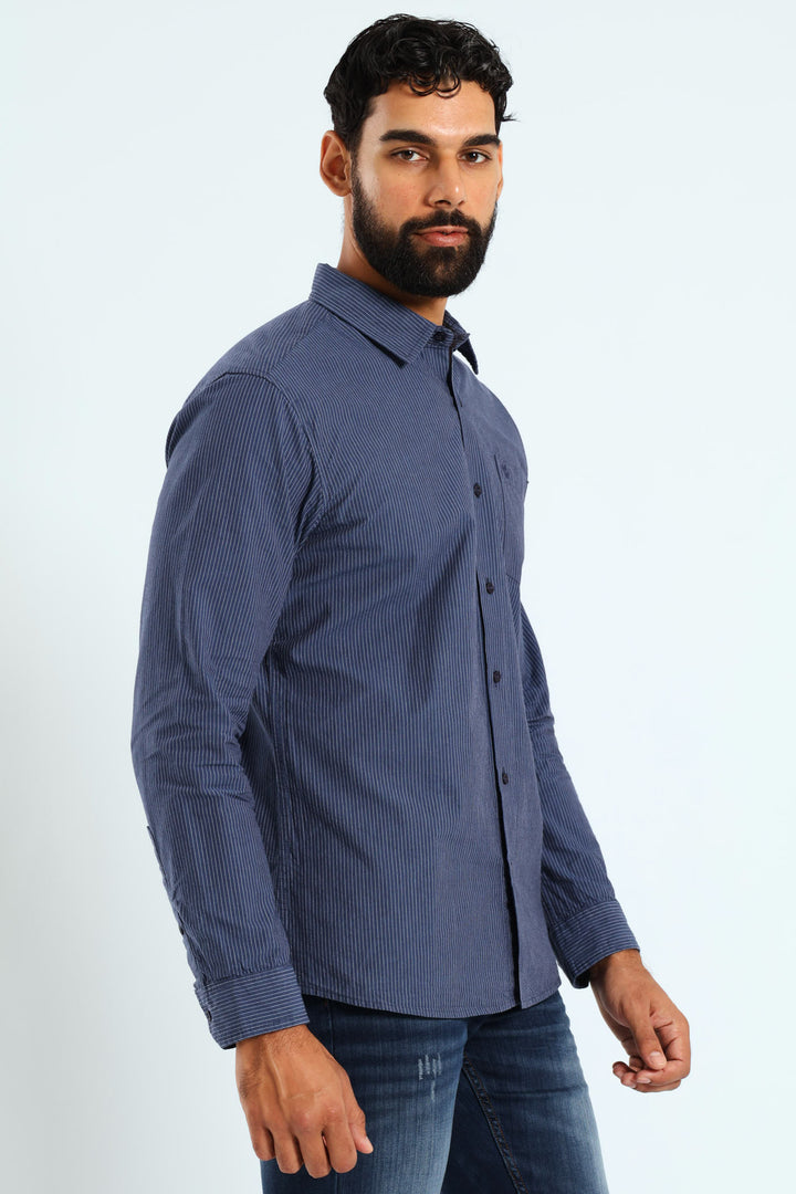 Soft Denim Stripe Shirt - Blue