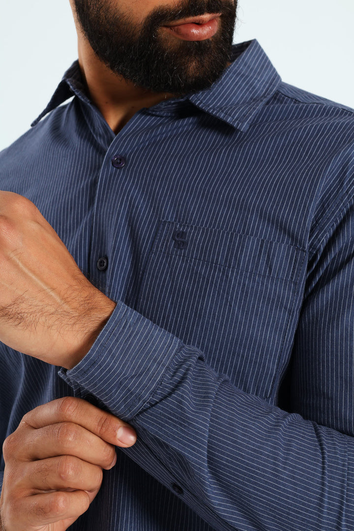 Soft Denim Stripe Shirt - Blue