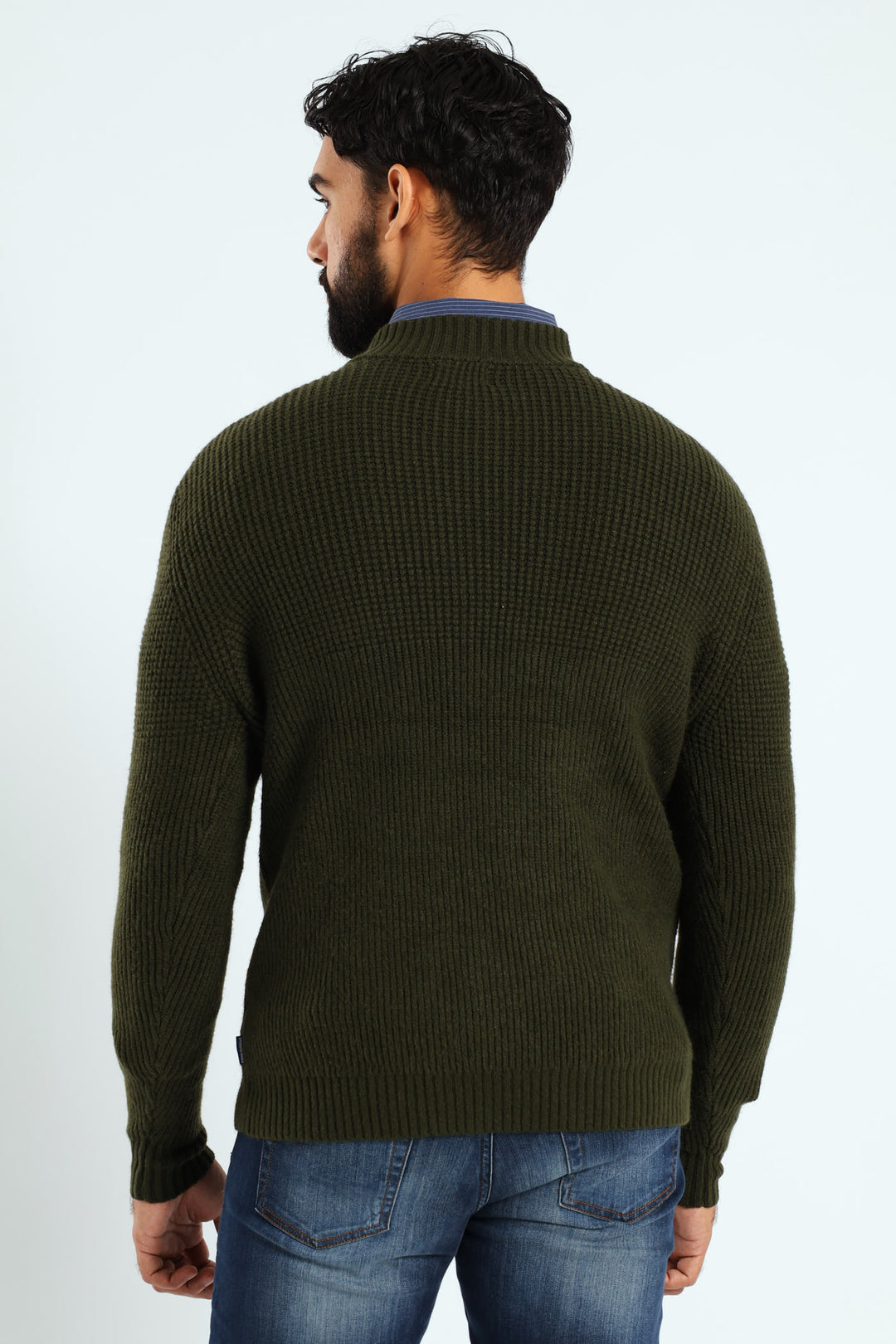 Plain Quarter Zip Knitwear - Fatigue