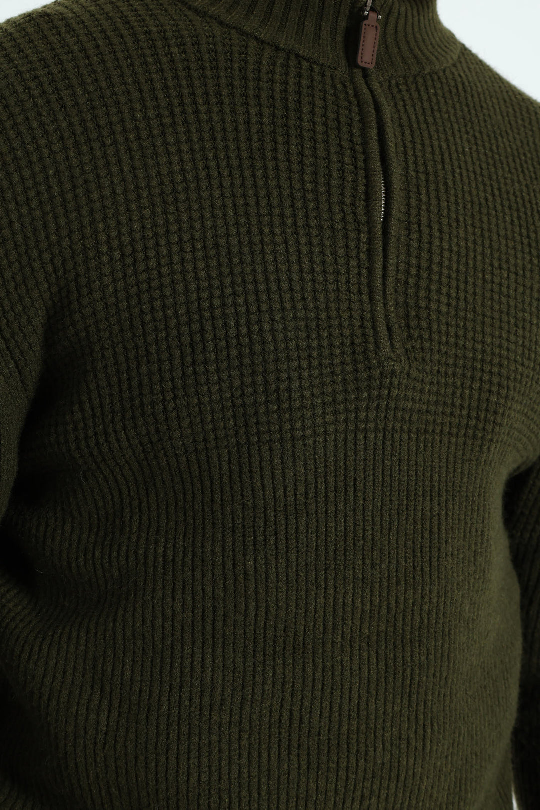 Plain Quarter Zip Knitwear - Fatigue
