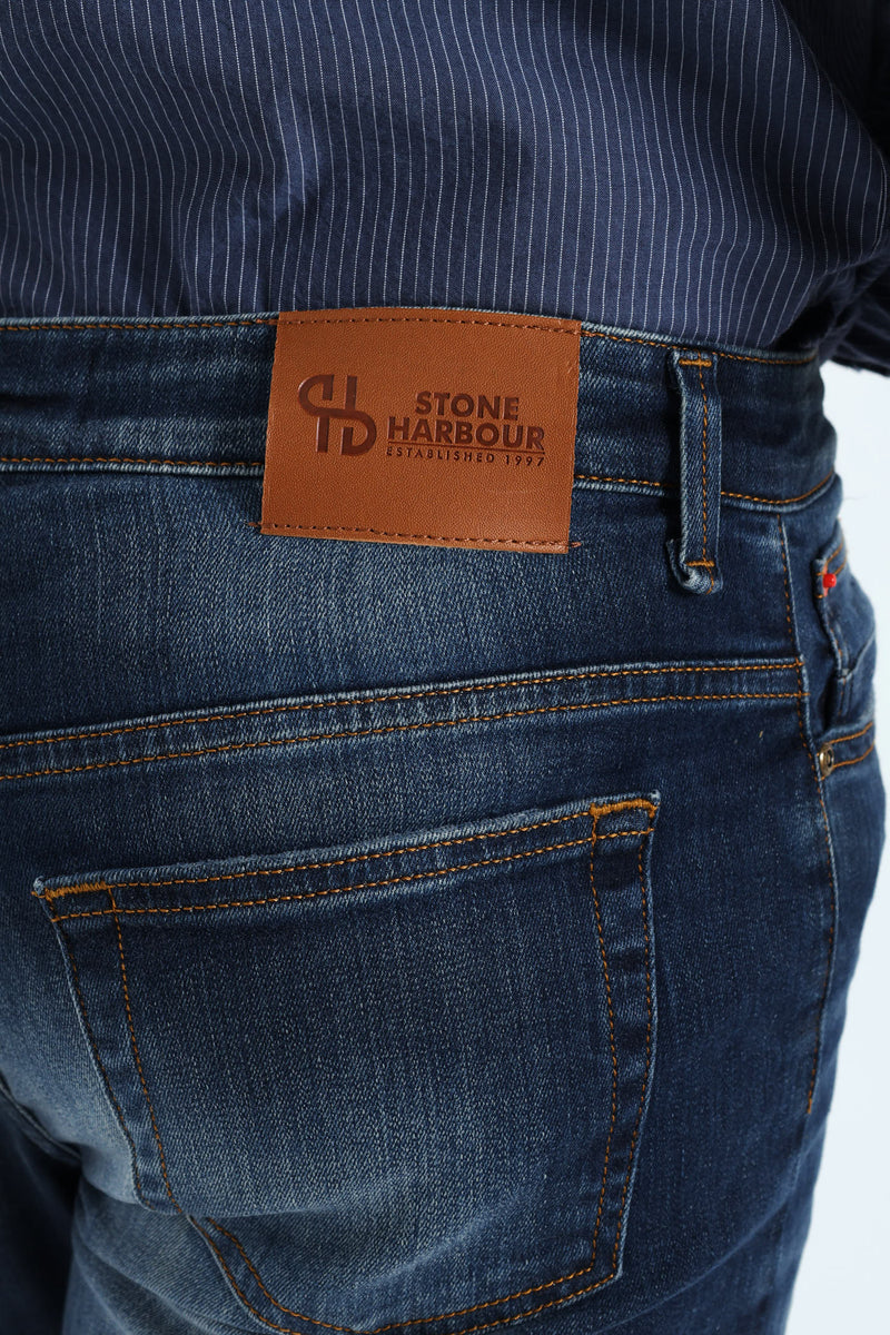 Crease Tint Slim Denim - Dark Blue
