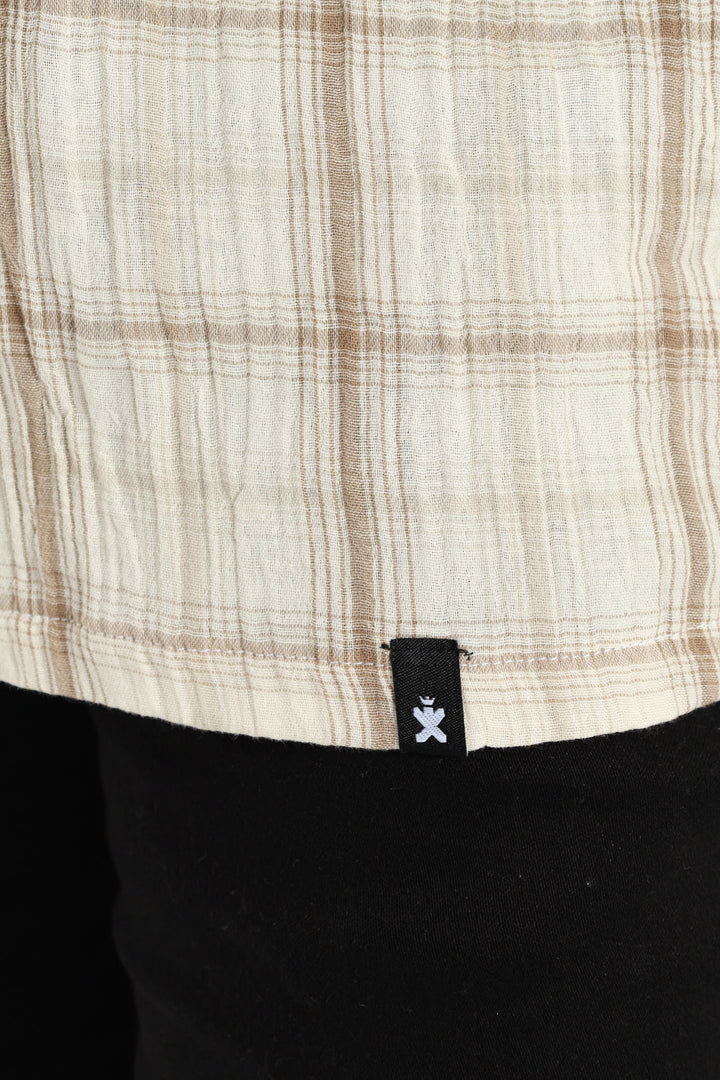Crinkle Check Shirt - Stone