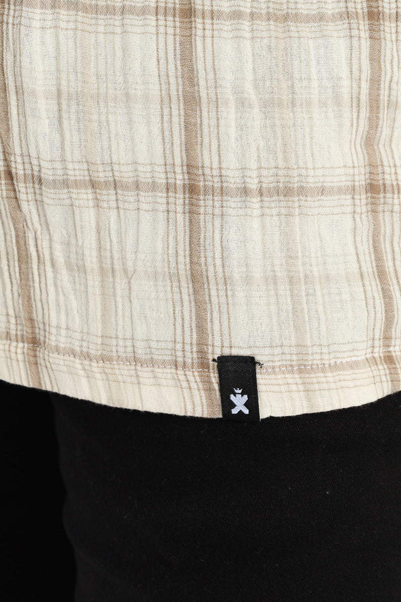 Crinkle Check Shirt - Stone