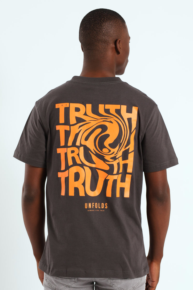 Truth Front & Back Printed Tee - Charcoal