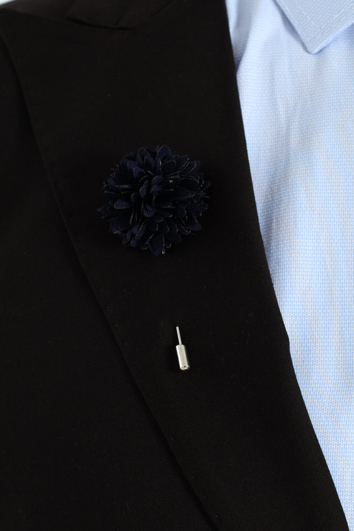 Slim Fashion Tie & Pocket Square Set - Navy