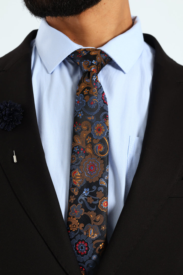 Slim Fashion Tie & Pocket Square Set - Navy