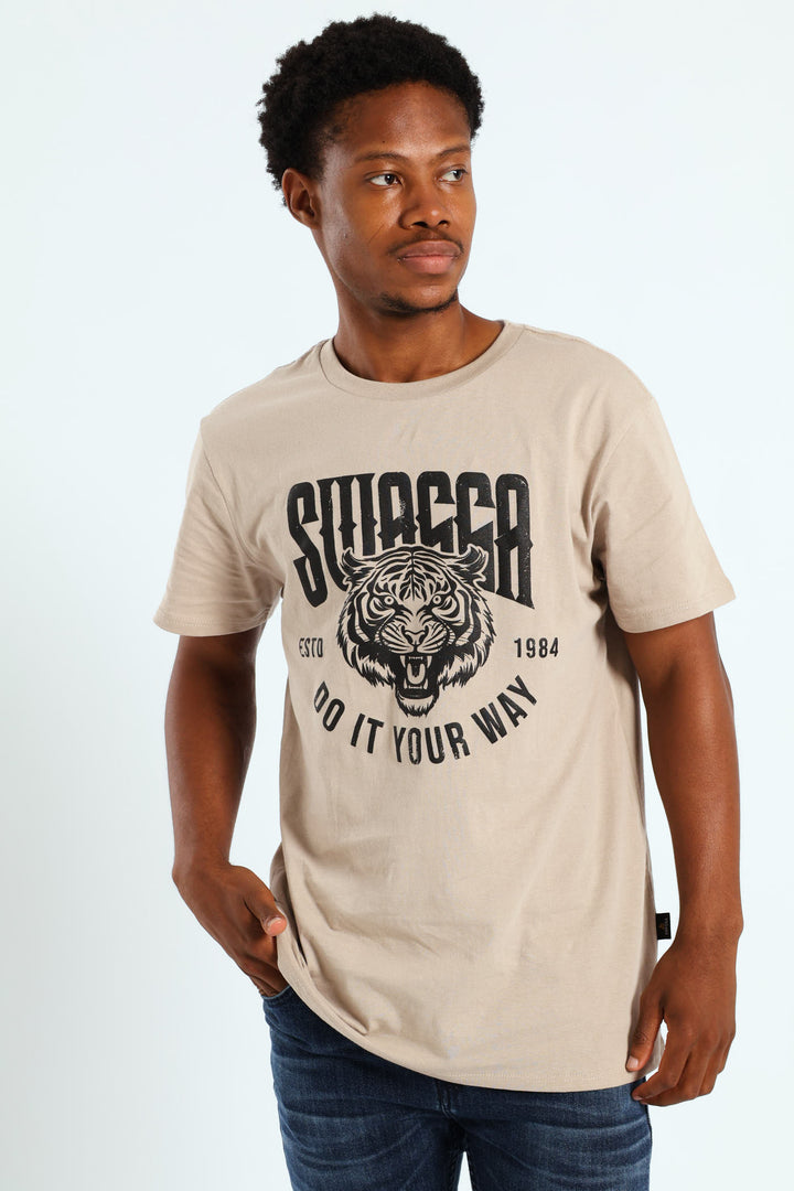 Basic Print T-Shirt - Stone