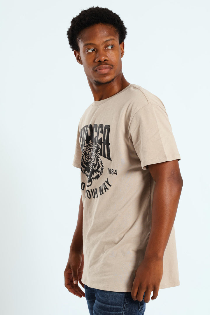 Basic Print T-Shirt - Stone