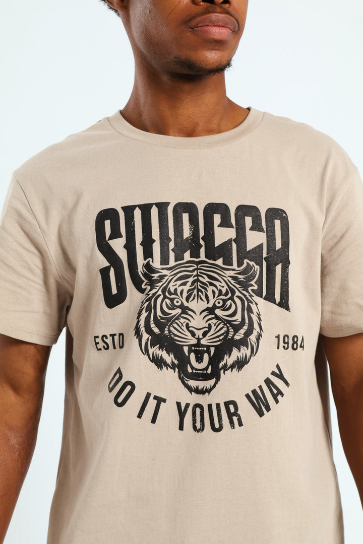 Basic Print T-Shirt - Stone