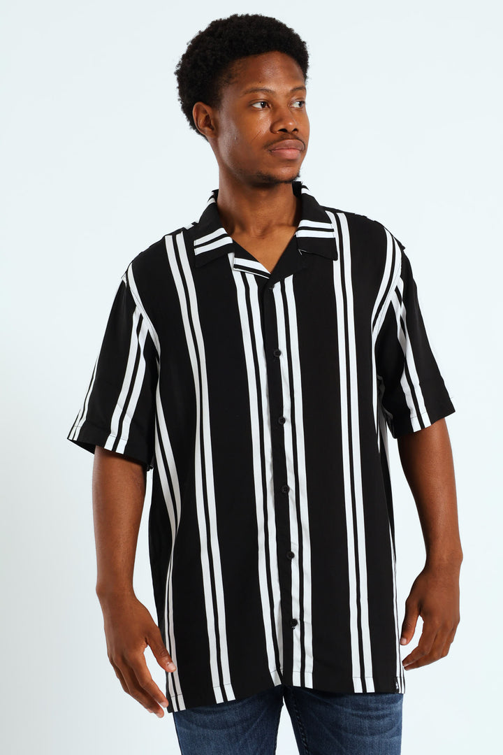 Stripe Viscose Shirt - Black