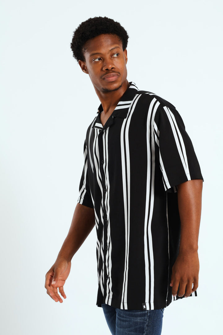 Stripe Viscose Shirt - Black