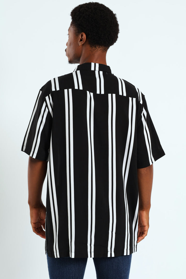 Stripe Viscose Shirt - Black