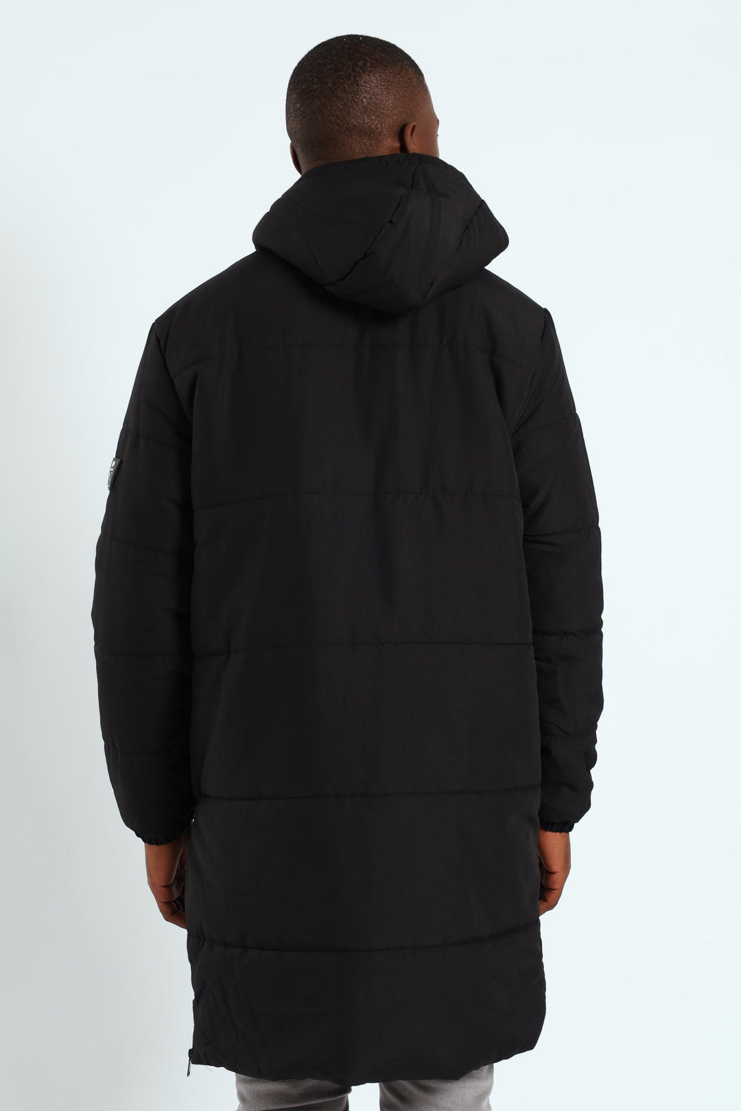 Longline Puffer Parka Jacket - Black