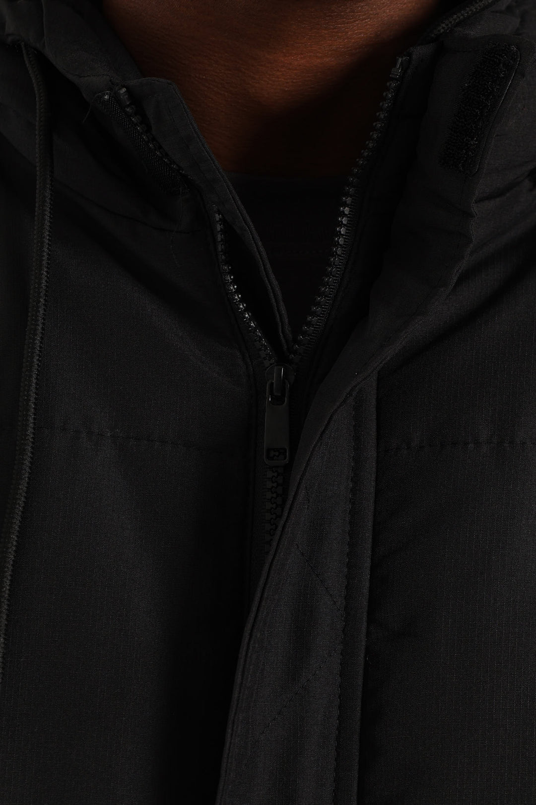 Longline Puffer Parka Jacket - Black