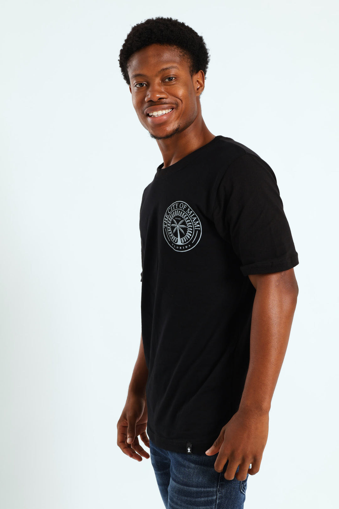 Miami City Front & Back Print Tee - Black