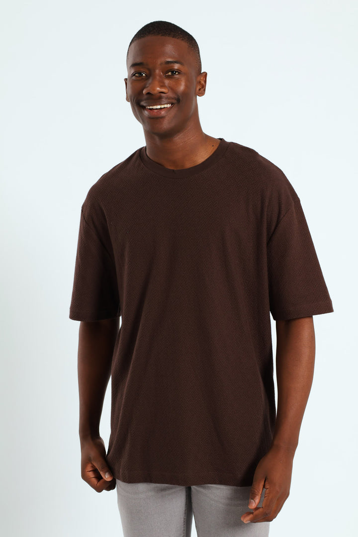 Pointelle Textured Tee - Dark Brown