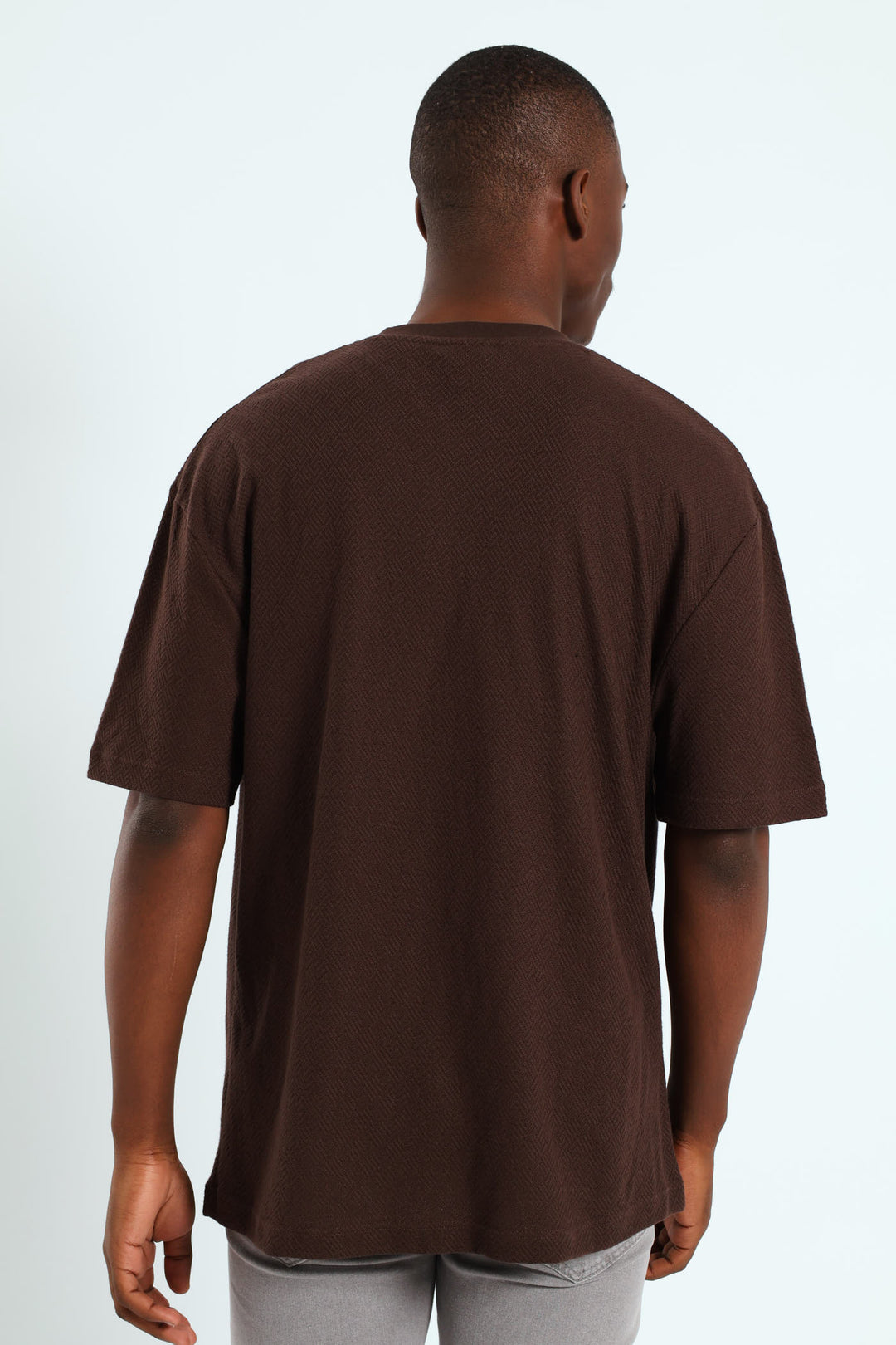 Pointelle Textured Tee - Dark Brown
