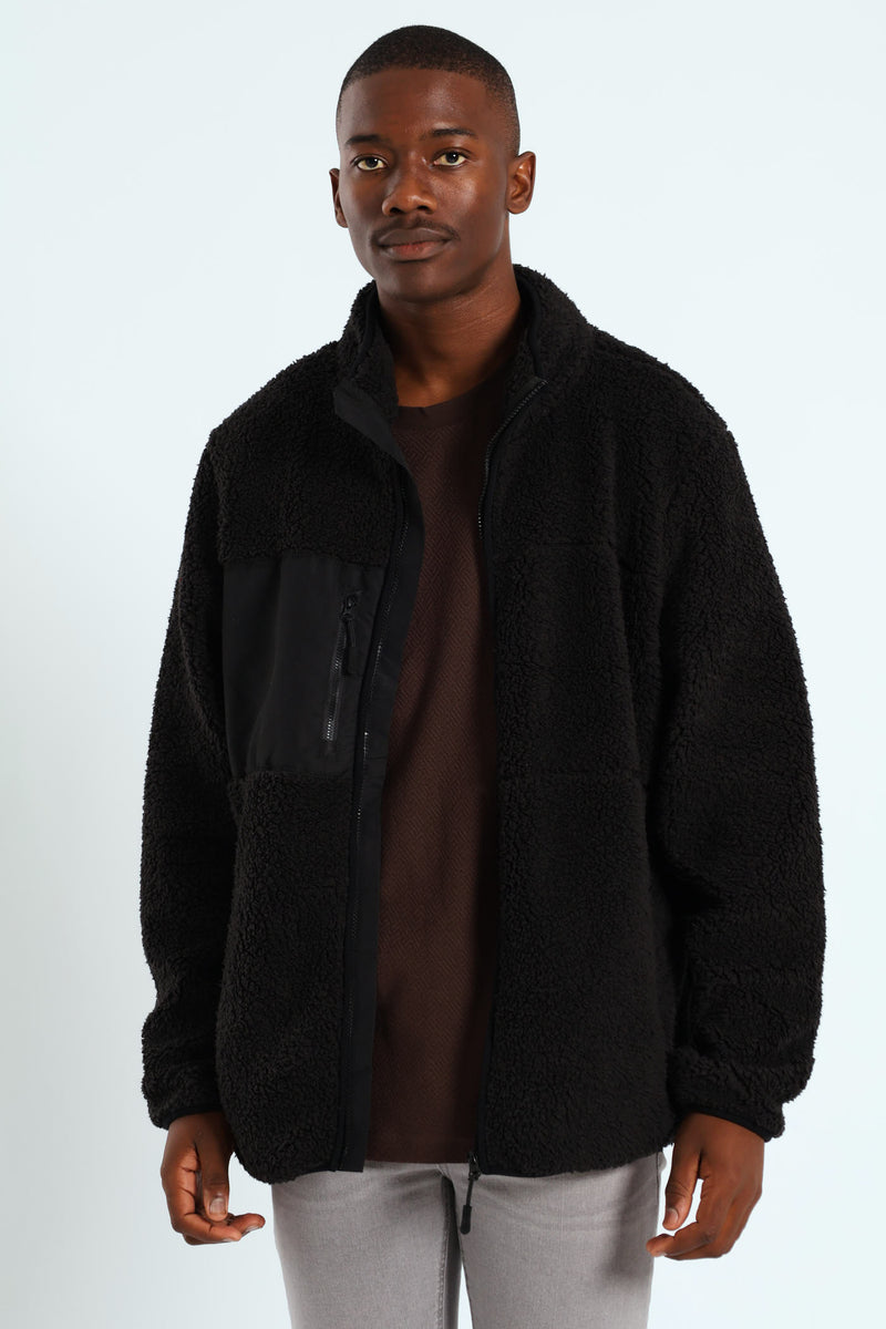 Mens Borg Nylon Zip Through Jacket - Black – Edgars