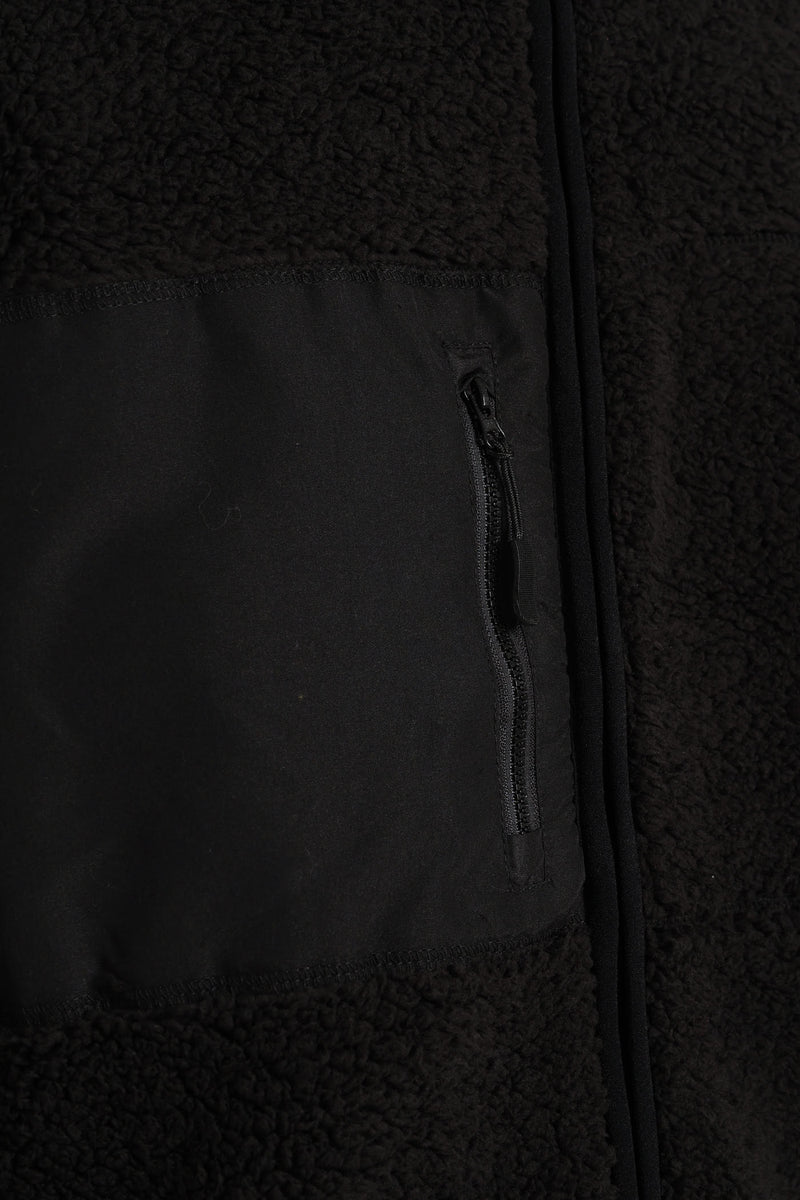 Borg Nylon Zip Through Jacket - Black