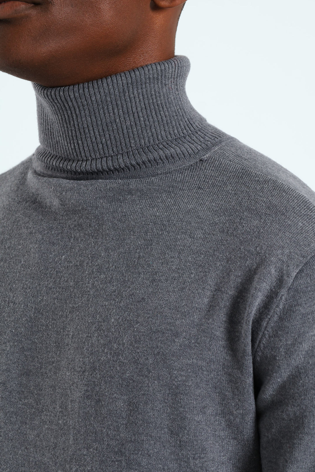 Basic Poloneck Knitwear - Charcoal Melange