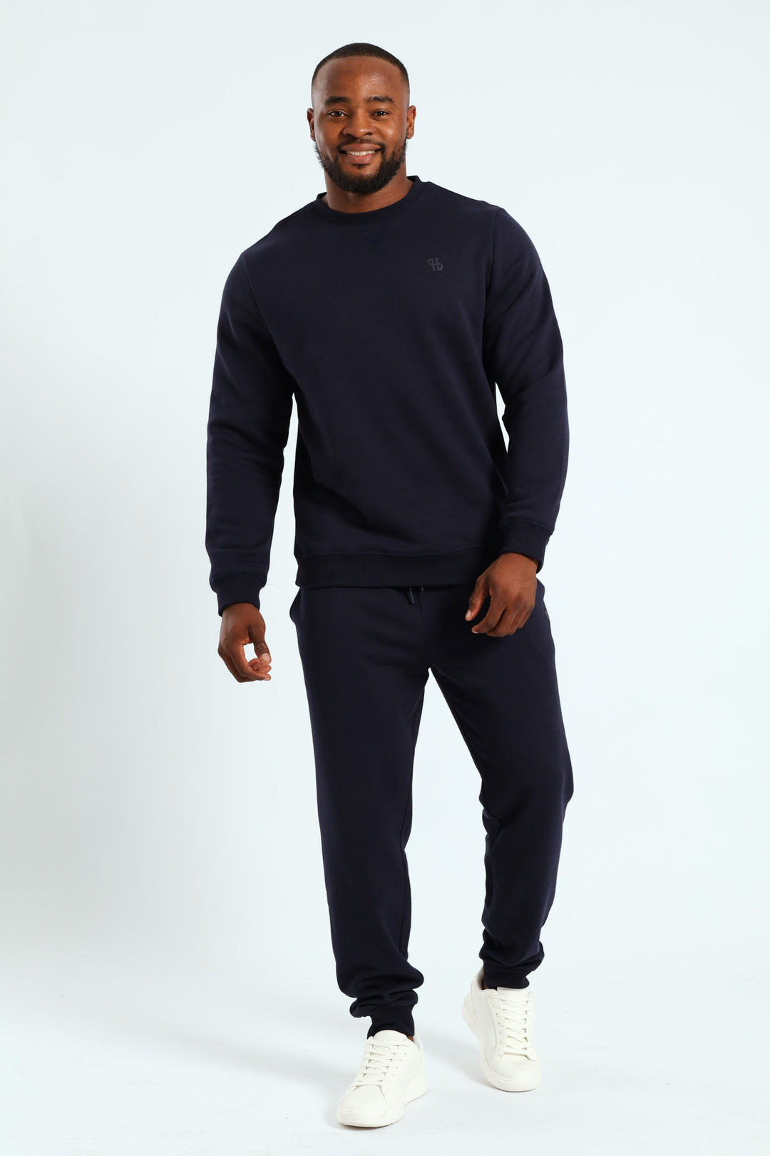 Plain Crew Fleece Sweat Top - Navy
