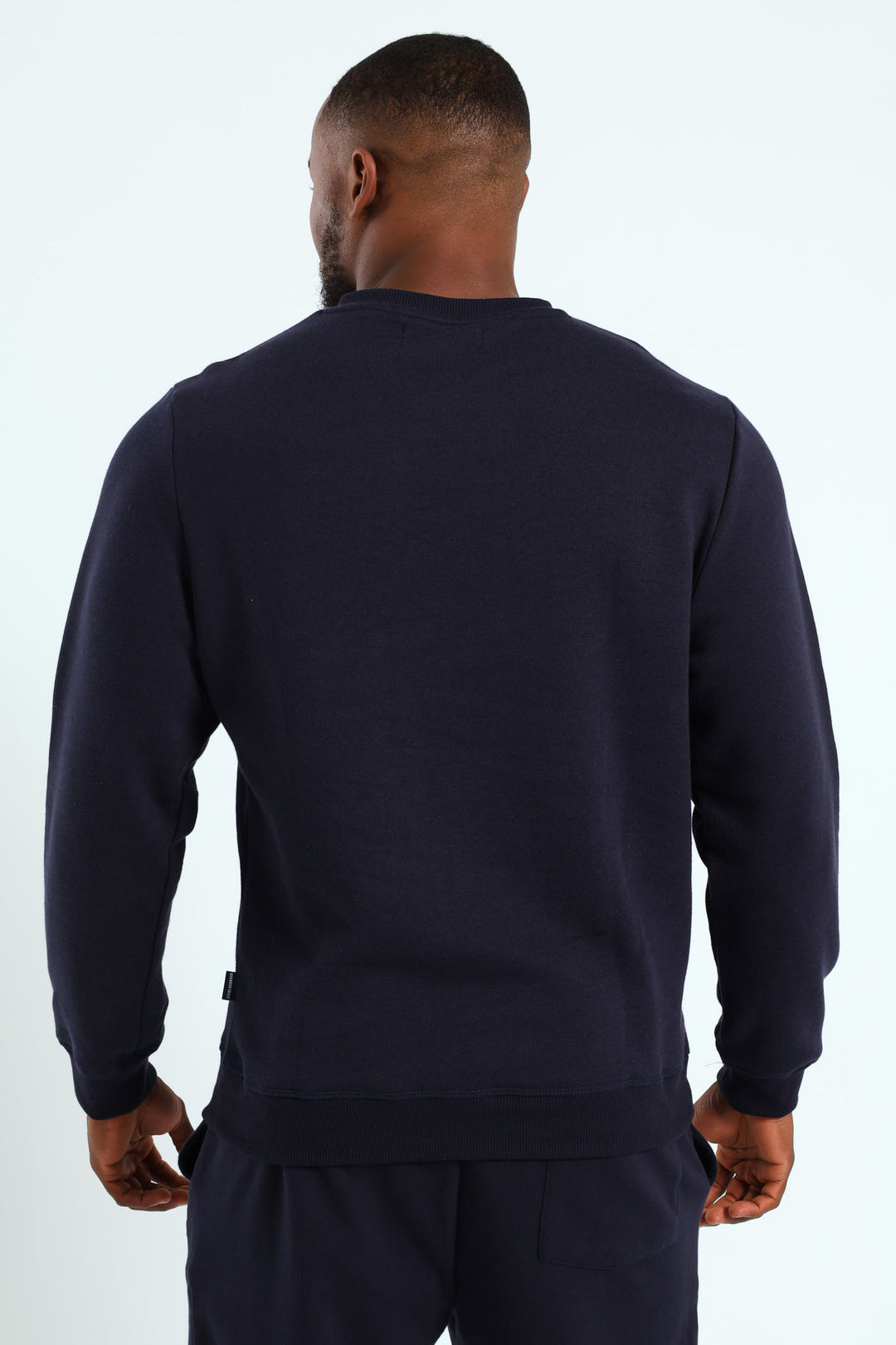 Plain Crew Fleece Sweat Top - Navy