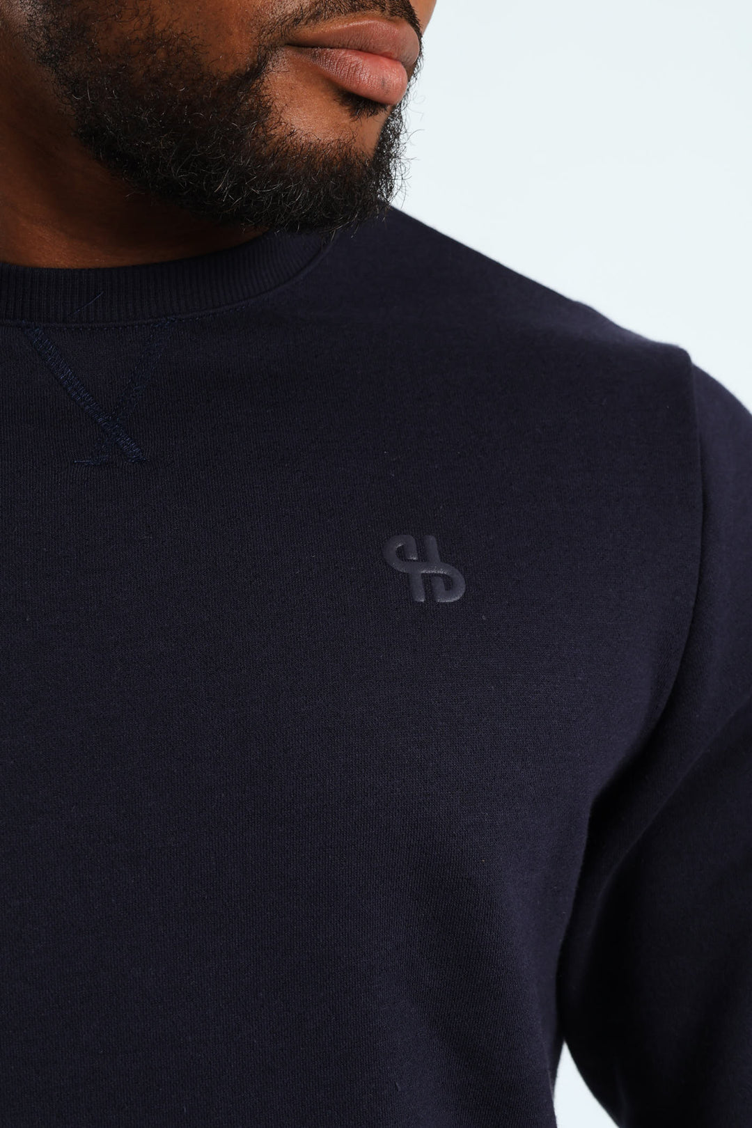 Plain Crew Fleece Sweat Top - Navy